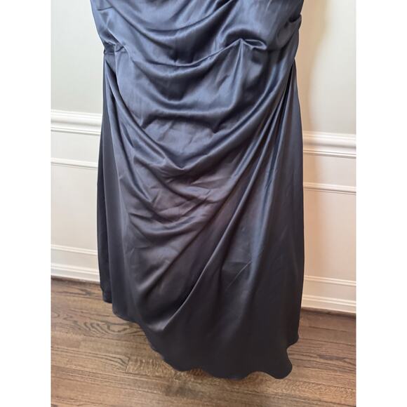 La Femme 25996 Off the Shoulder Beaded Satin Trumpet Gown Blue Size 18 - Picture 15 of 16